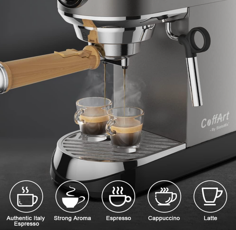 20 Bar Semi-Automatic Espresso Machine with Milk Frother – Espresso, Cappuccino & Latte