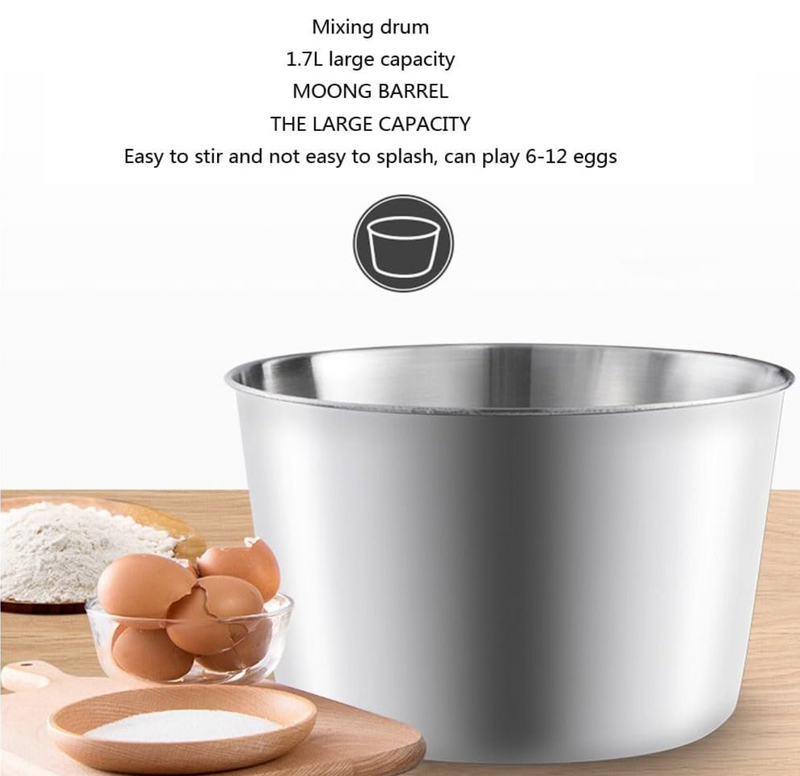 7-Speed Electric Stand Mixer with 2L Rotating Bowl – Detachable 2-in-1 Hand Mixer with Dough Hooks & Whisk Beaters – Turbo Function