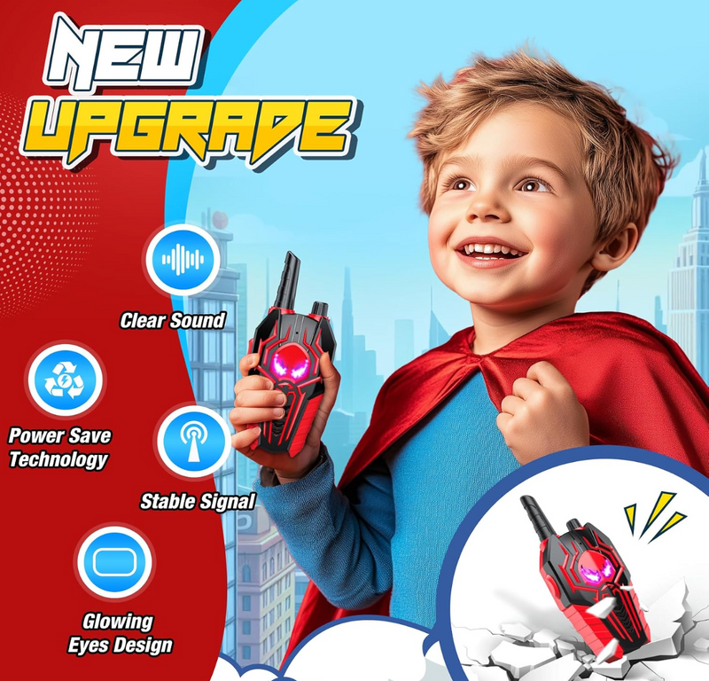 Rechargeable Kids Walkie Talkies – 2 Pack Two-Way Radio Toy with Type-C Charging, 300m Range & Drop-Proof Design – Ages 3+