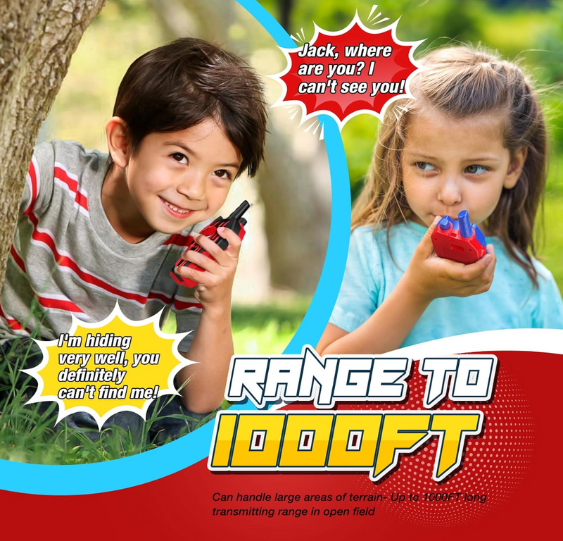 Rechargeable Kids Walkie Talkies – 2 Pack Two-Way Radio Toy with Type-C Charging, 300m Range & Drop-Proof Design – Ages 3+