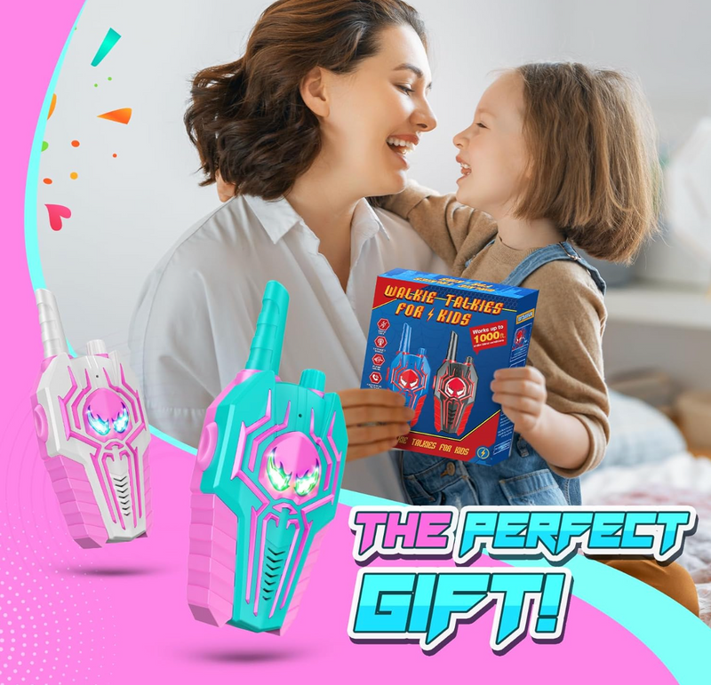 Rechargeable Kids Walkie Talkies – 2 Pack Two-Way Radio Toy with Type-C Charging, 300m Range & Drop-Proof Design – Ages 3+