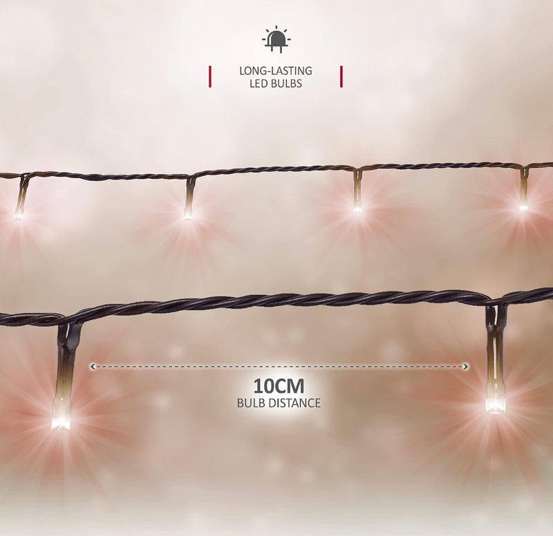 O'LITSTR Warm White LED String Lights – 35m Fairy Lights on Green Cable (29.9m Lit Length) – Christmas Tree, Indoor & Garden Decoration
