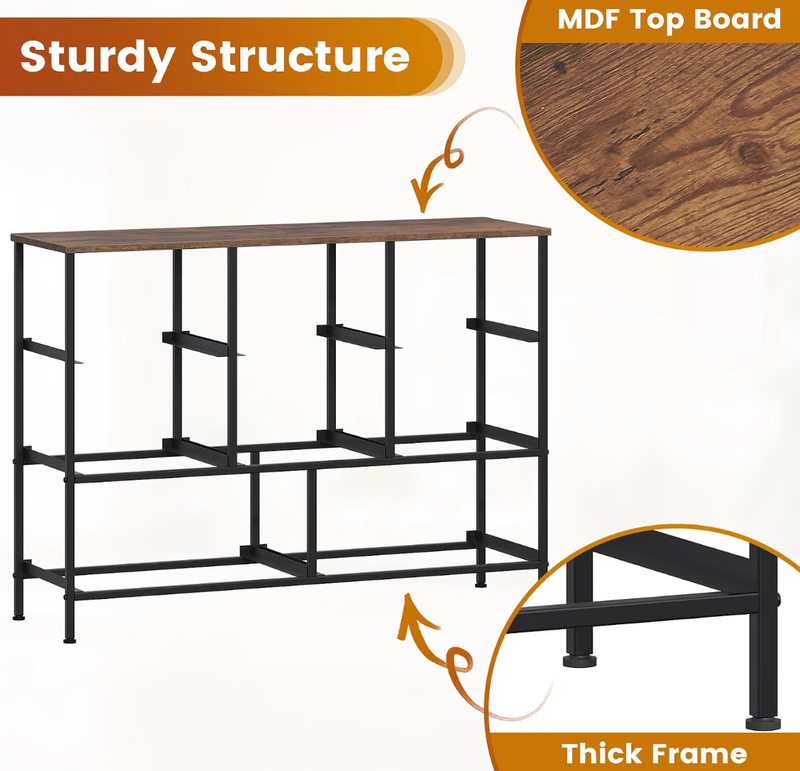 Industrial 8-Drawer Fabric Storage Chest – Rustic Brown Wood Effect & Black Metal Frame, 2 Large & 6 Medium Drawers