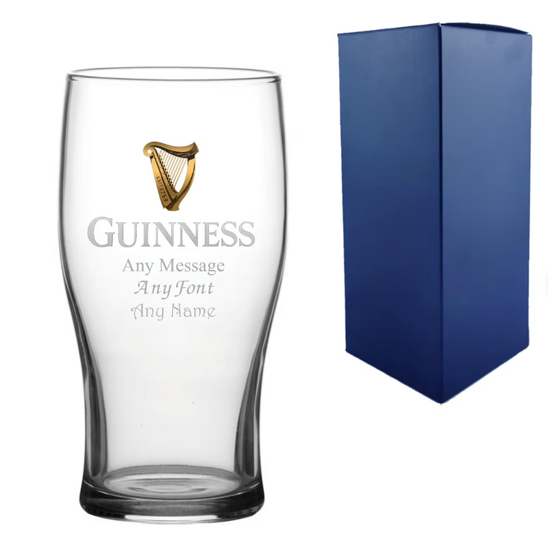 Personalised Classic Guinness Pint Glass – Engraved & Gift Boxed