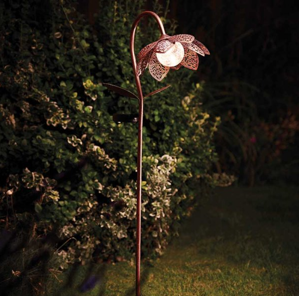Solar Bloom Stake Light Damasque Flower Warm White LED 90cm