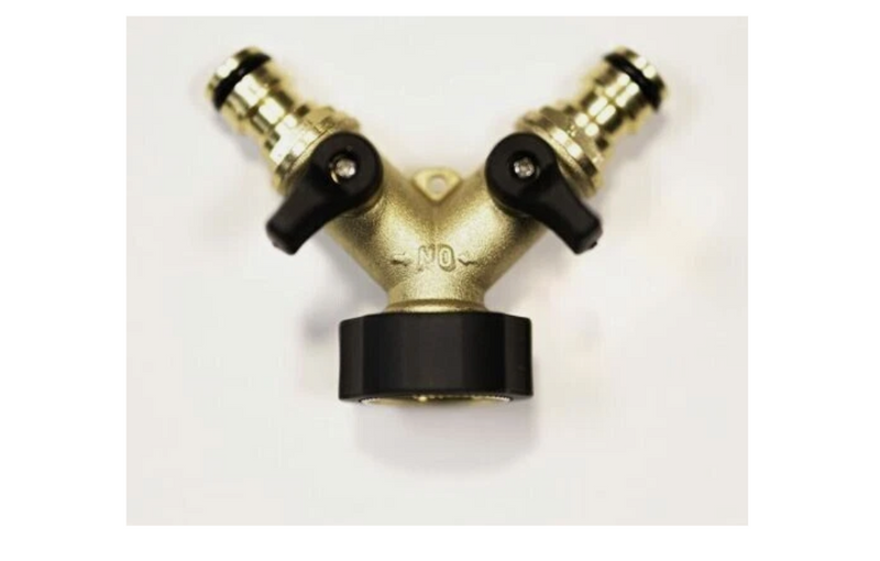 Brass 2-Way Double Garden Tap Adapter