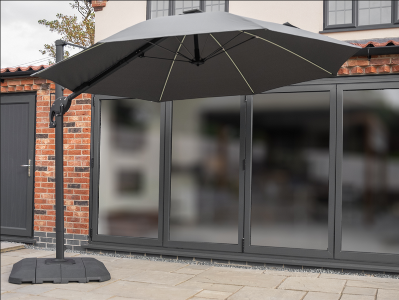 Royce 3m Round Cantilever - Anthracite Frame - TAUPE Canopy & Cover