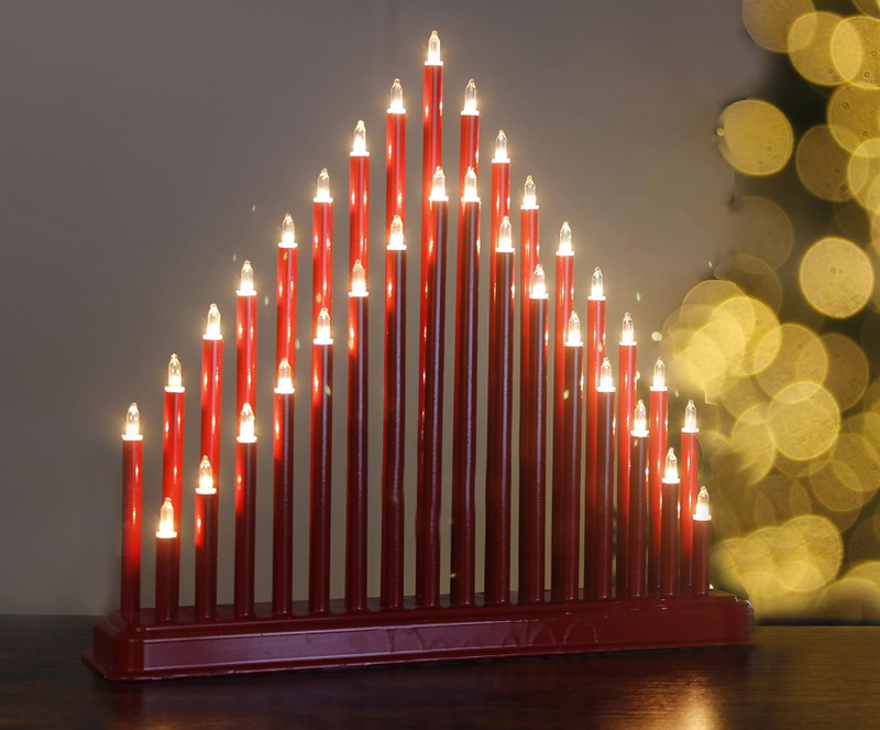 Red Christmas LED Candle Bridge