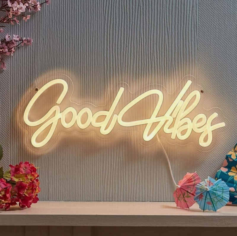 Good Vibes Hanging Neon Light Up Sign