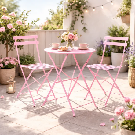 Pink 3-Piece Outdoor Bistro Set