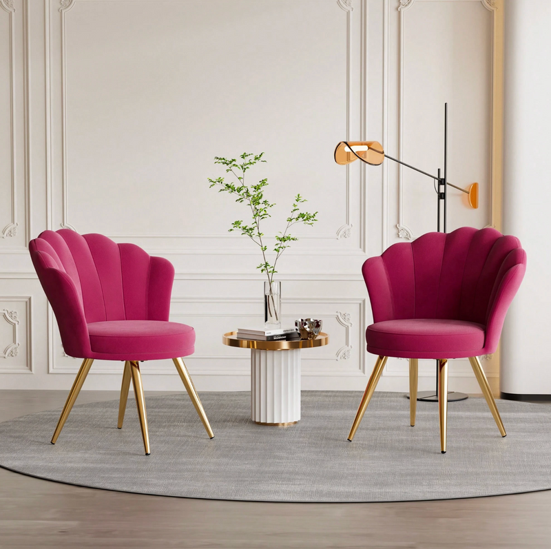 Velvet Accent Chair with Gold Metal Legs