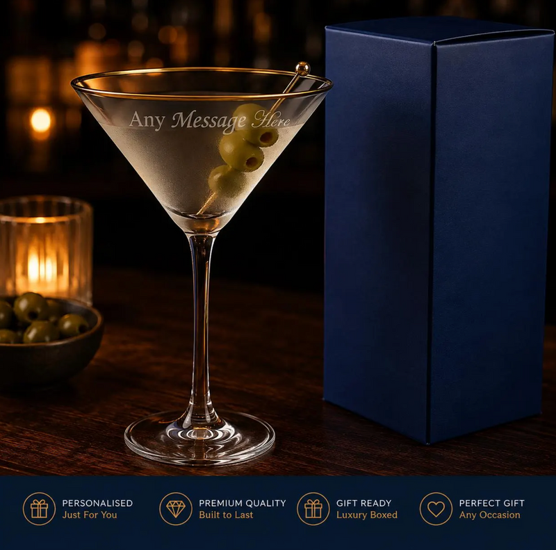 Engraved Gold Rim Enoteca Martini Glass