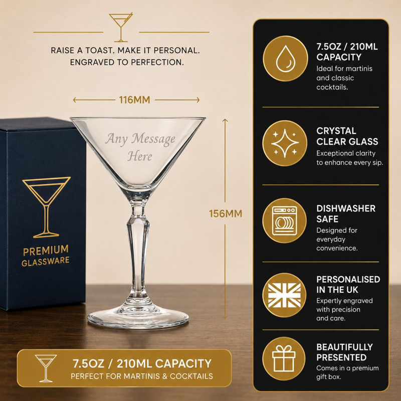Engraved Monti Martini Cocktail Glass, Personalise with Any Name or Message