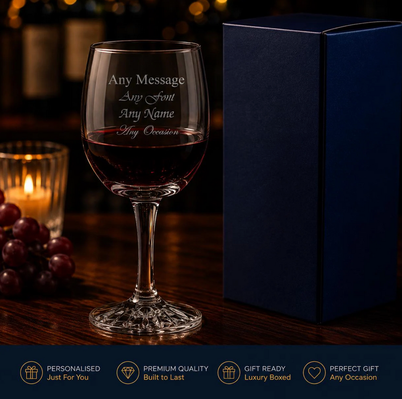 Engraved 285ml Grosvenor Lead Crystal Goblet with Star Cut Base