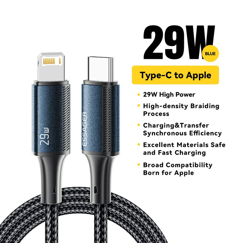 Essager USB C Cable For IPhone 14 13 12 11 pro Max 8 Plus 20W Fast Charging Cable Type C To Lighting Date Wire For iPad Macbook