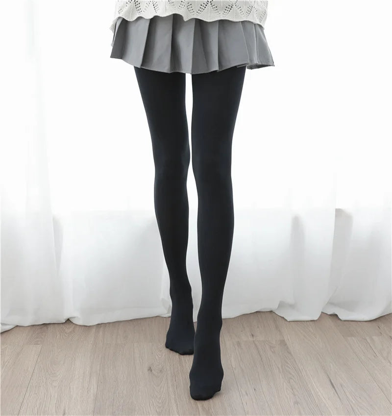 Fall Winter Adult Pantyhose Milk White Silk Socks for Girls Lolita Velvet Thin Bottom Jumpsuit Socks Women