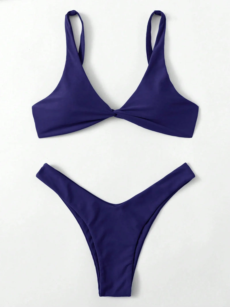 ZTVitality Solid Tie Sexy Bikini 2021 Hot Sale Padded Bra High Leg Bandage Push Up Bikini Set Brazilian Swimsuit Women Swimwear
