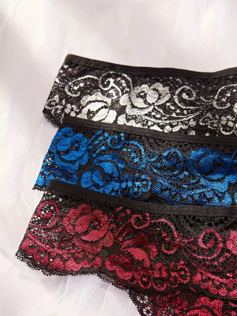 Transparent Lace Romantic Floral Thong Soft & Seductive Open Crotch Women's Underwear Sexy G-string Comfortable Female Lingerie