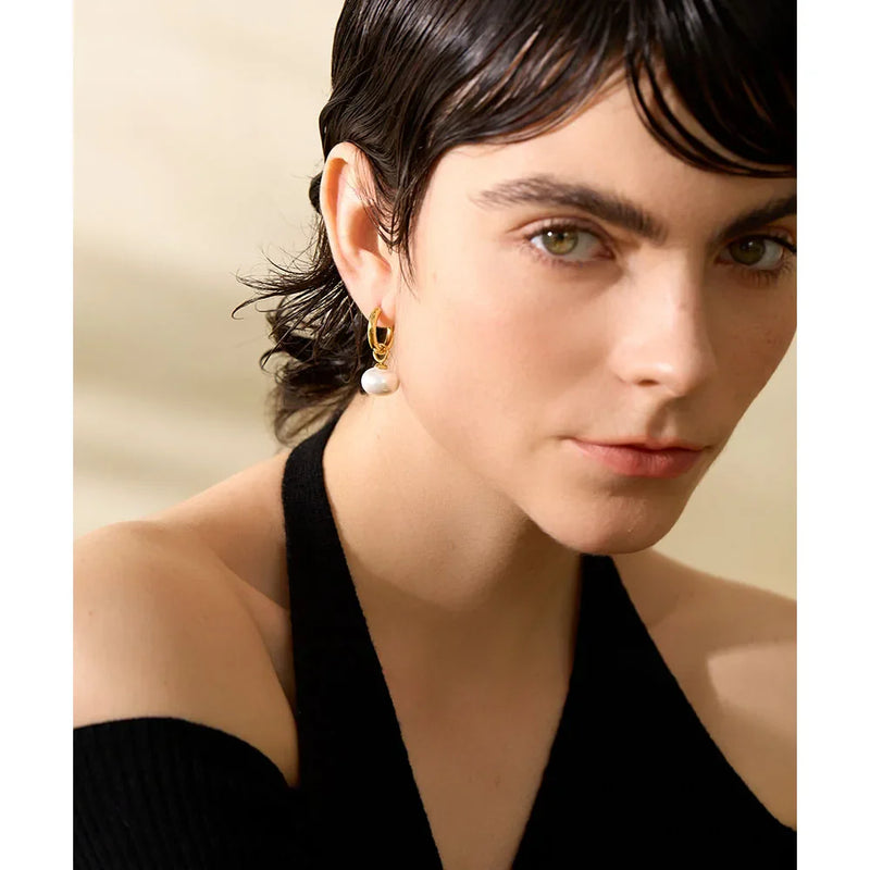 Yhpup High Quality Imitation Pearls Drop Stainless Steel Golden Korean Hoop Earrings Charms Fashion Jewelry Bijoux Femme Gift