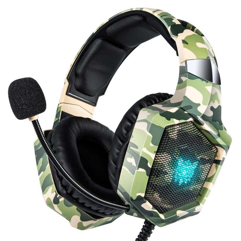 K8 Wired Gaming Headphones with Flexible HD Mic RGB Lighting Effect Over-Ear Wired Headset Gamer for PC Gaming Xbox