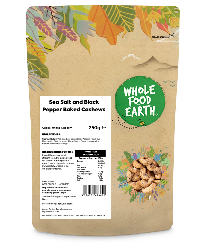 Sea Salt and Black Pepper Baked Cashews