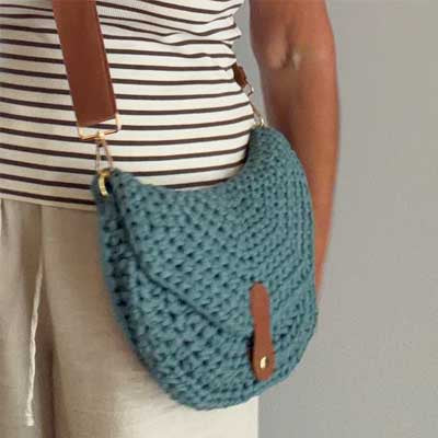 Sea Mist Handmade Crochet Dog Walking Bag by Crochet Collective
