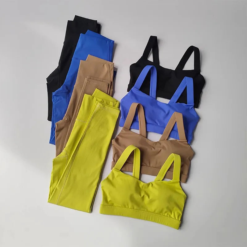 Seamless Yoga Set for Women, Workout Sportswear, Gym Clothing, Fitness, Push Up Bra, High Waist Leggings, 2Pcs Sports Suits