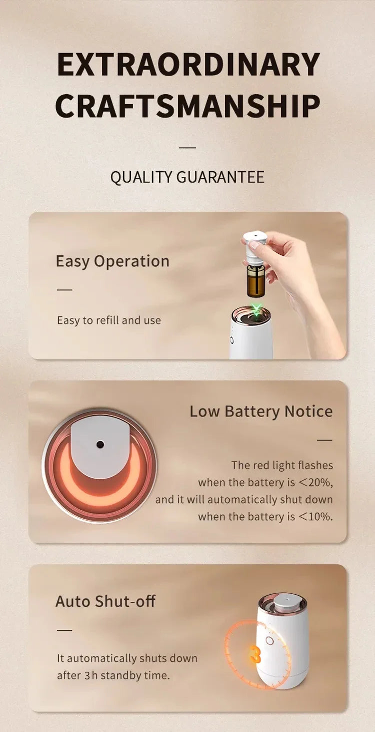 Mini Car Waterless Essential Oils Diffuser Car Fragrance Aromatherapy Diffuser Higher Atomizing Efficienc Home Air Freshener