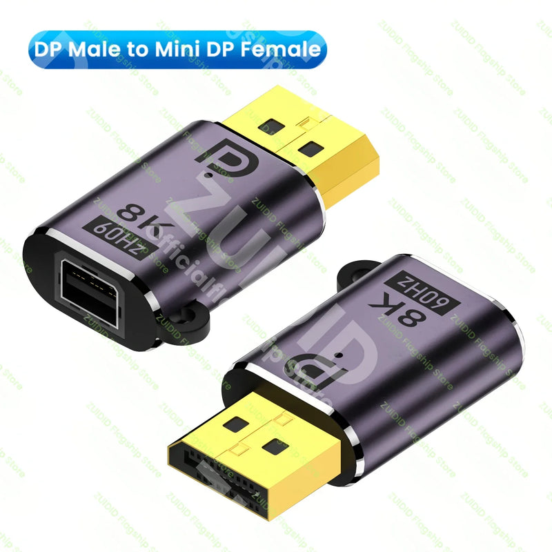 Mini DP to Displayport 1.4 Adapter Converter 8K@60Hz Bi-Directional DP to Mini DP Male to Female Cable Extender for MacBook Pro