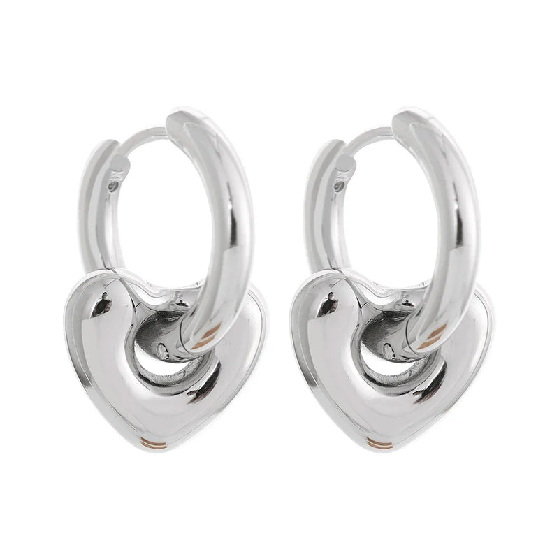 Yhpup Star Moon Heart Pendant Drop Hoop Huggie Earrings 18k Gold Plated Trendy Waterproof Stainless Steel Fashion Charm Jewelry