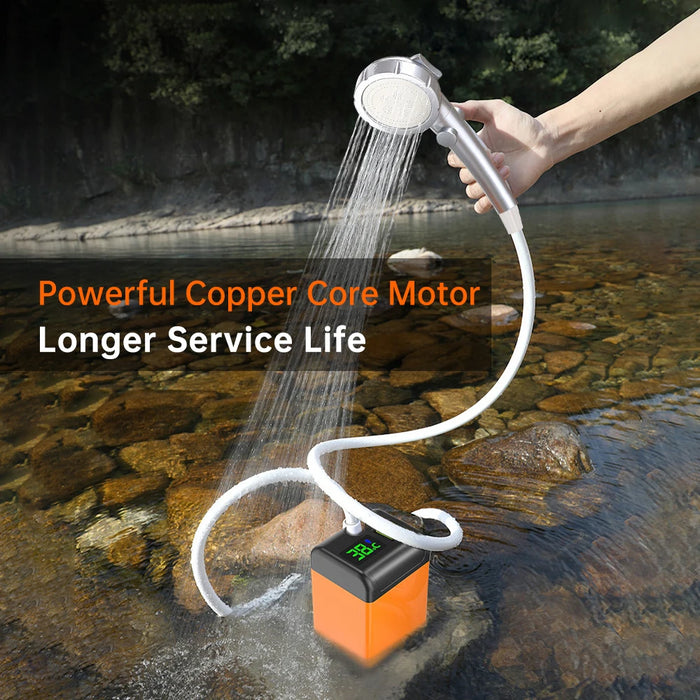 Outdoor Camping Shower Pump with Intelligent Digital Display Electric Portable Camping Shower