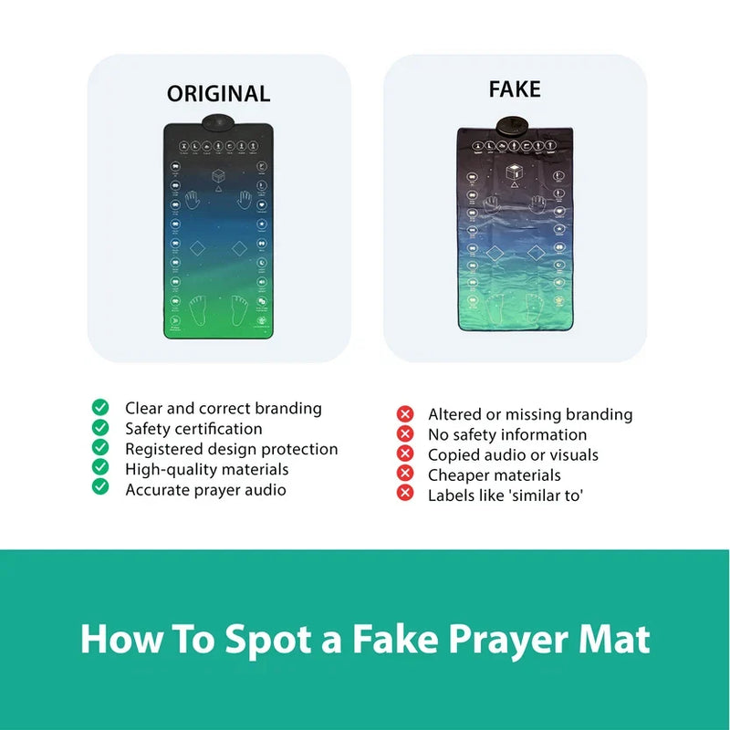 Adults & Reverts Interactive Prayer Mat (Teal) | Learn Salah Step by Step