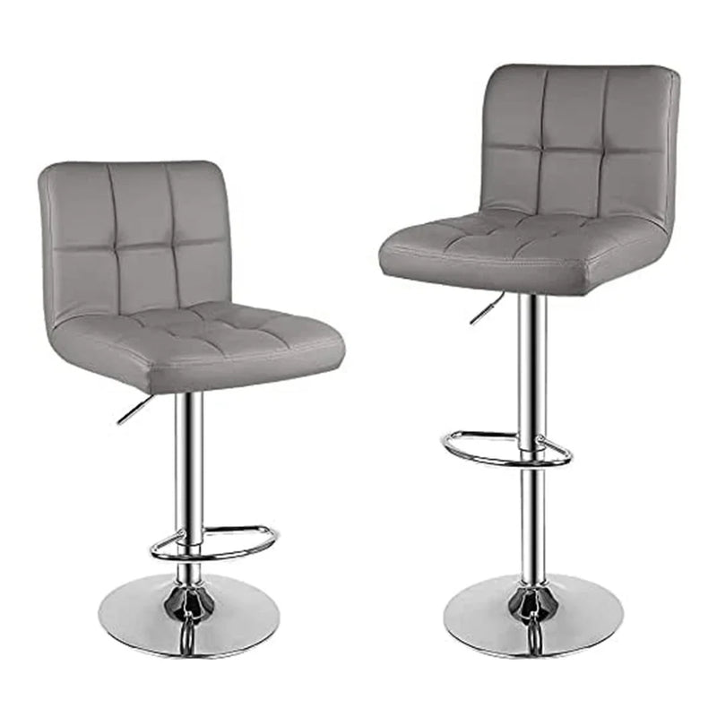 Bar Stools Set of 2 PU Leather Swivel Height Adjustable Chairs - Kitchen Counter