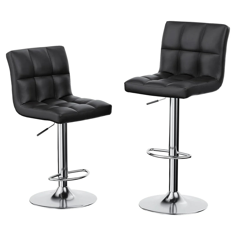 Bar Stools Set of 2 PU Leather Swivel Height Adjustable Chairs - Kitchen Counter