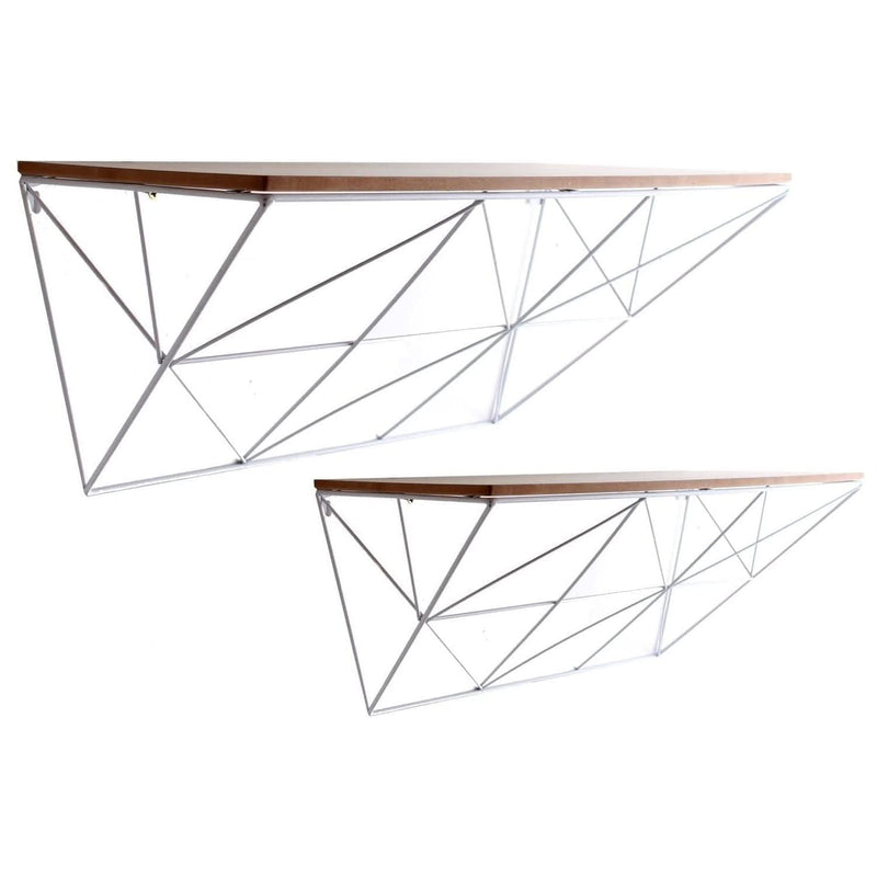 Set Of 2 White Single Coated Metal Wall Mounting Display Shelves
