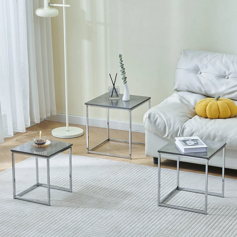 Set Of 3 Modern Nesting Coffee Tables For Living Room - High Gloss Nest Of 3 Nested Tables