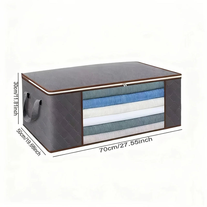 Set of 4 Extra Large Foldable Clothes Storage Bags 120L Grey Organisers Box Zip