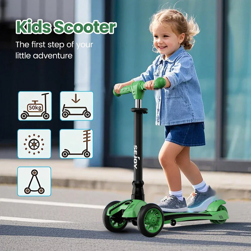 SEJOY 3-in-1 Kids Balance Scooter – Foldable,  Light-Up Wheels