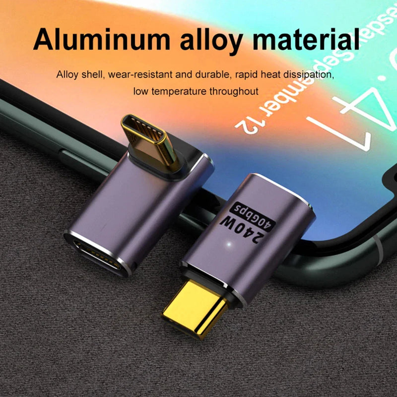 NNBILI 5A Type-C OTG Adapter 240W Fast Charging Data Converter USB4.0 40Gbps Support 8K 60Hz USB C 90/180 Degree Elbow Adapter