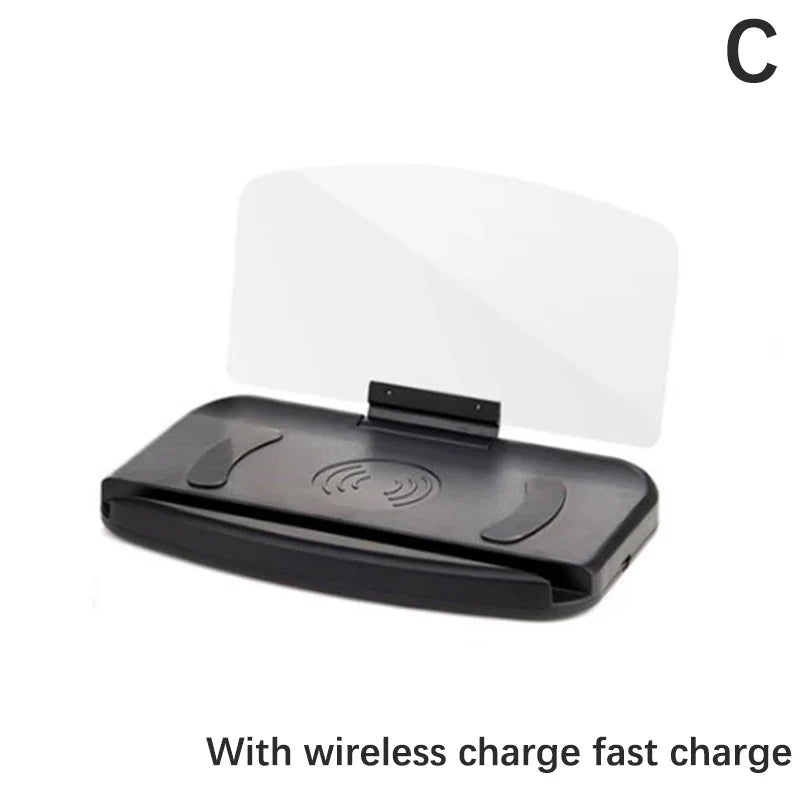 Mobile Phone Holder HUD Car Navigation Projector Head-up Display QI Wireless Charger Car Holder