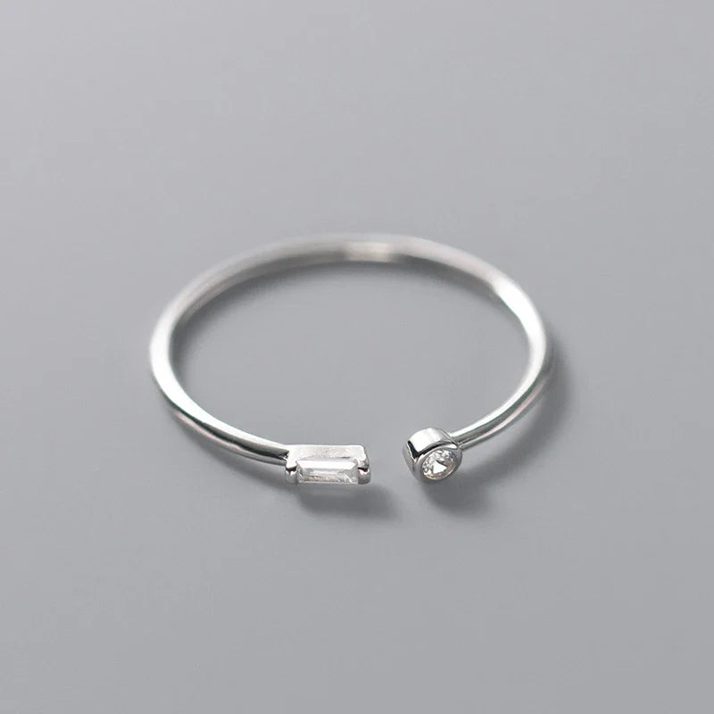 Modian Real 925 Sterling Silver Simple Thin Clear CZ Finger Rings Adjustable 14K Gold Ring For Women Wedding Jewelry Gifts
