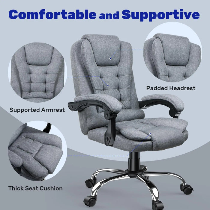 Executive Office Chair High Back Desk Chair Ergonomic Recliner Computer Chair PU Leather Gaming Chair for Home Office Working