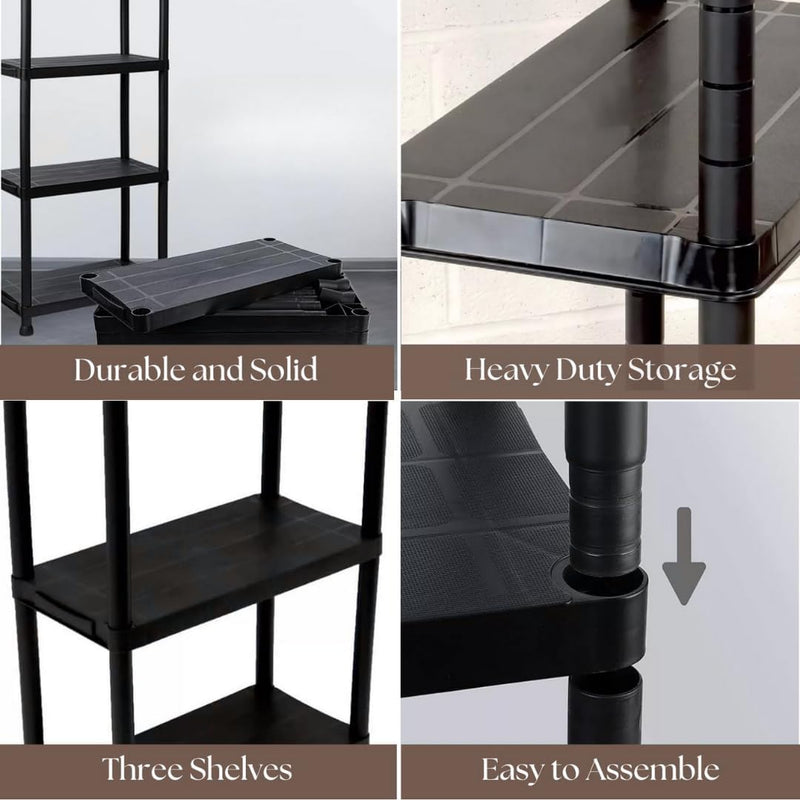 3 Tier Shelving Unit Heavy Duty Plastic Storage Shelf