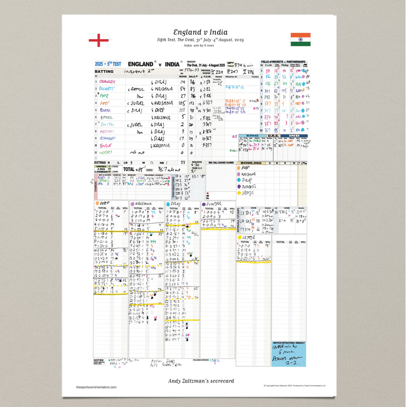 England v India Fifth Test Jul 2025 - Andy Zaltzman