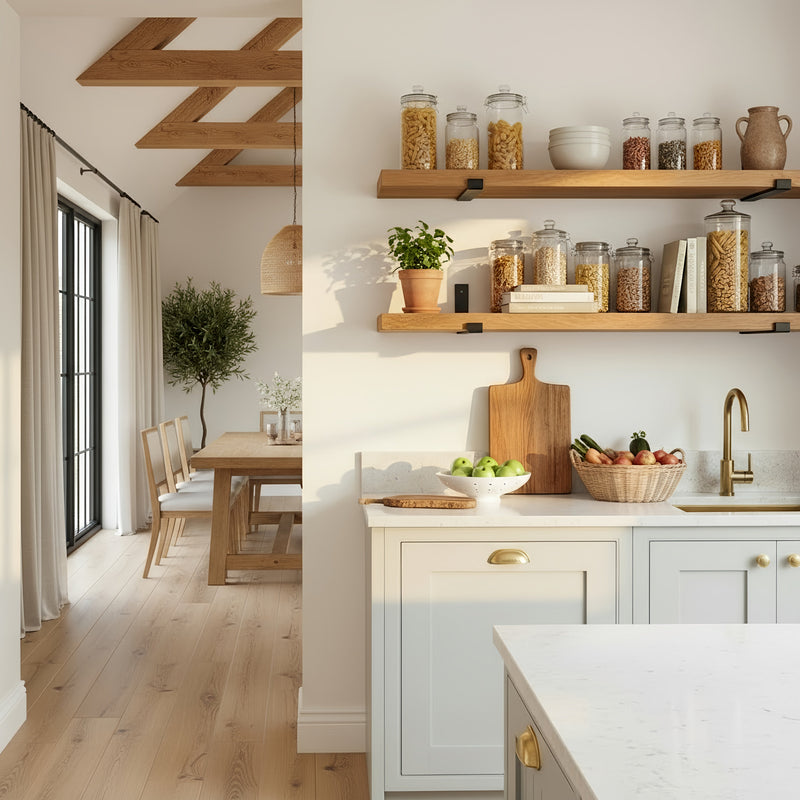Rustic Wooden Shelf with Metal Inverted Scaffold Brackets