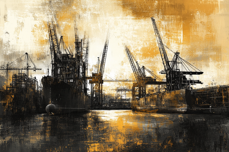 Shipyard Silhouette Canvas