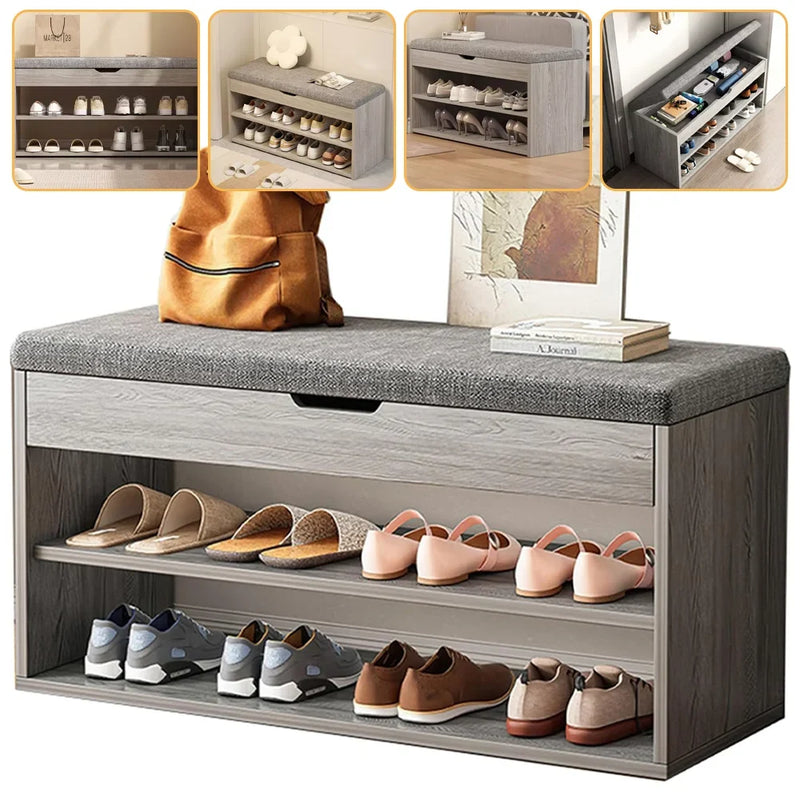Shoe Cabinet Bench with Storage – Hallway Shoe Rack Seating Stool