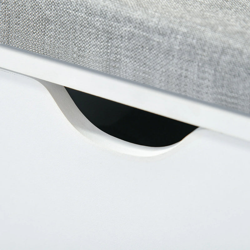 Shoe Storage Cabinet Bench with Cushion - Adjustable Shelves Shoes White & Grey