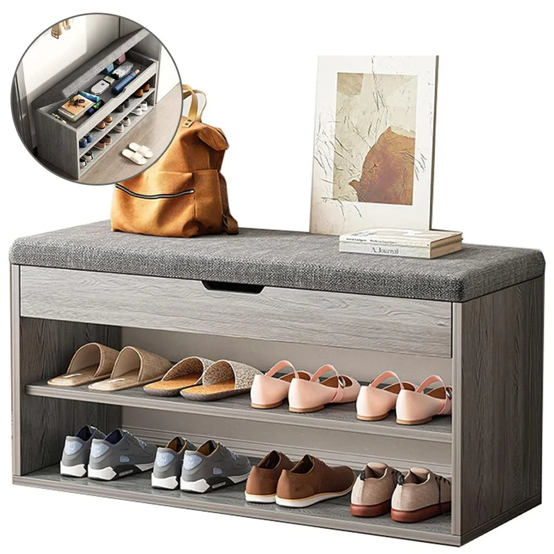 Shoe Cabinet Bench with Storage – Hallway Shoe Rack Seating Stool