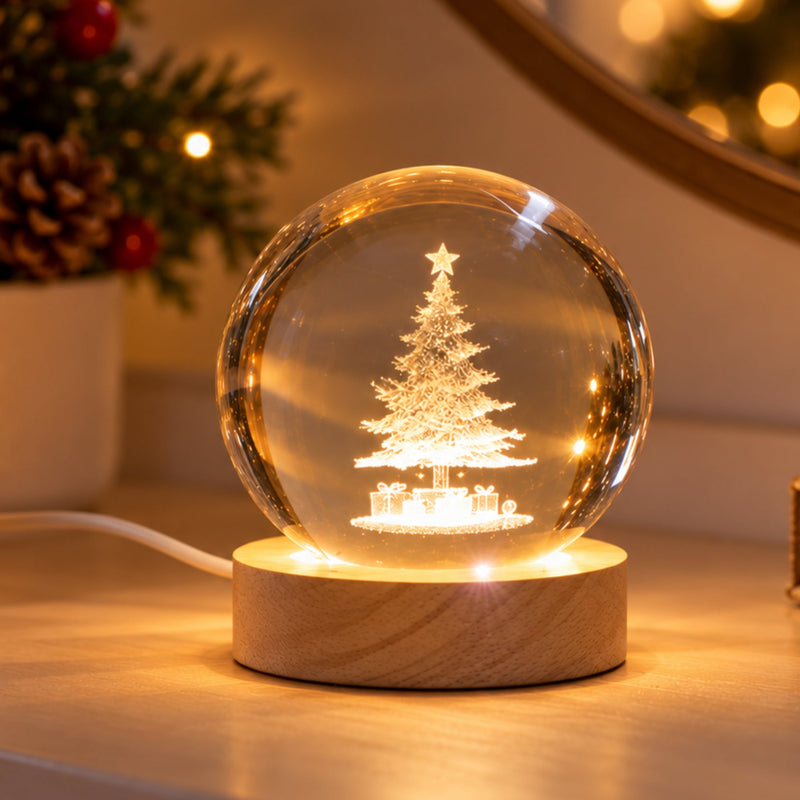 3D Christmas Tree Crystal Ball Light